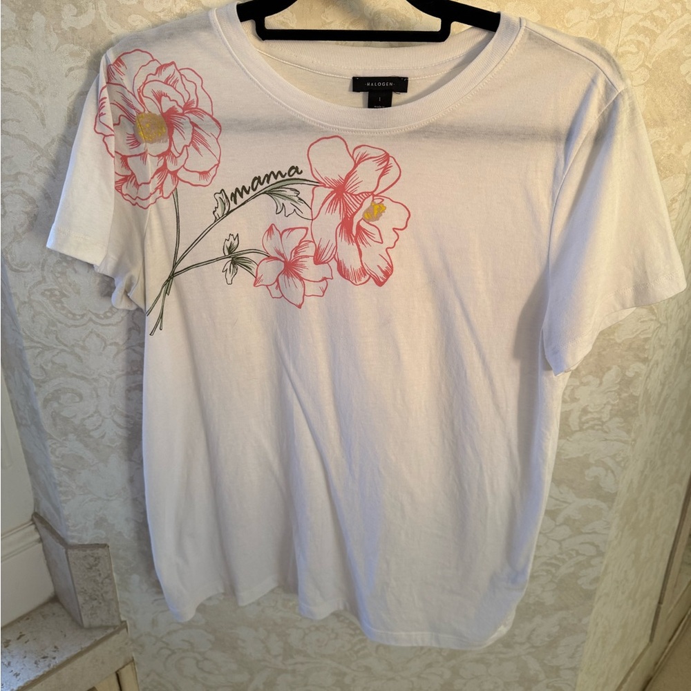 Halogen White Crewneck Tee with Black Label